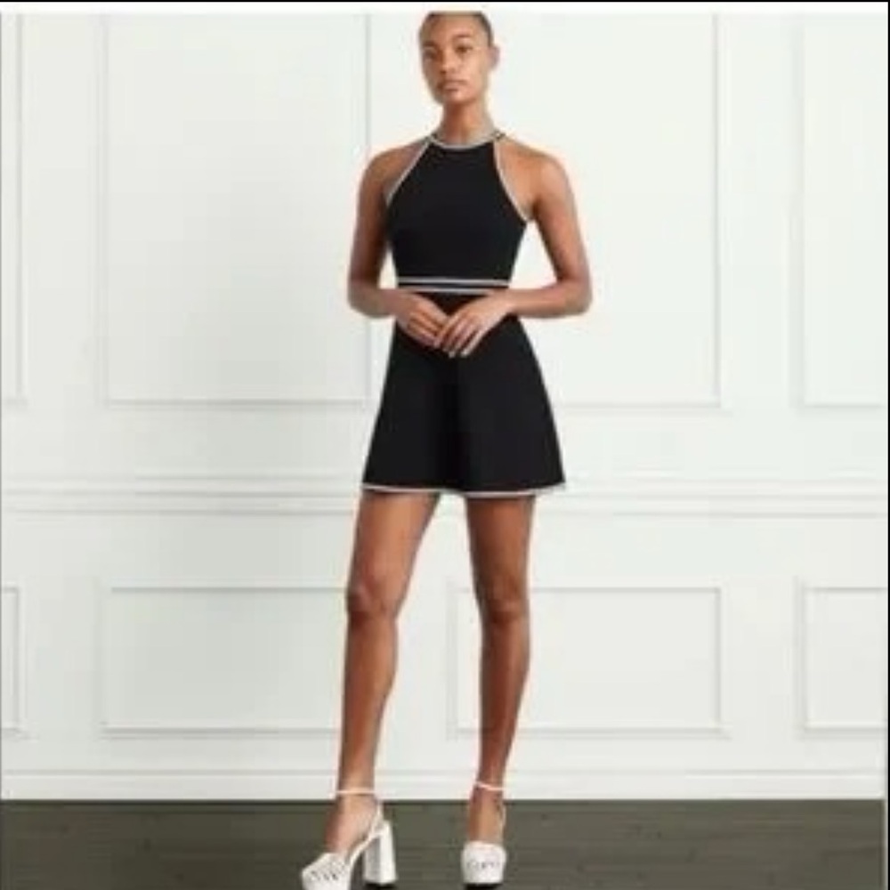 Hill House Billie Mini Dress in Black Pique Size Medium - Picture 2 of 9